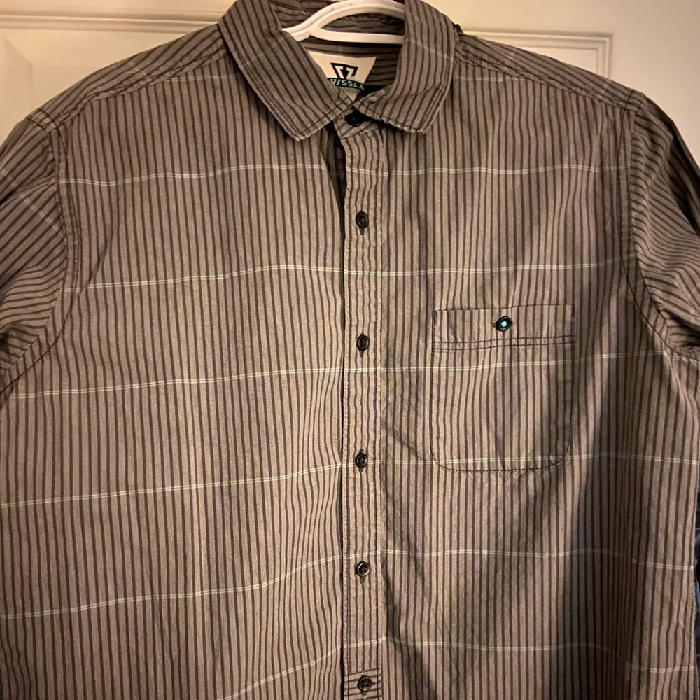 Grey long sleeve button up Large